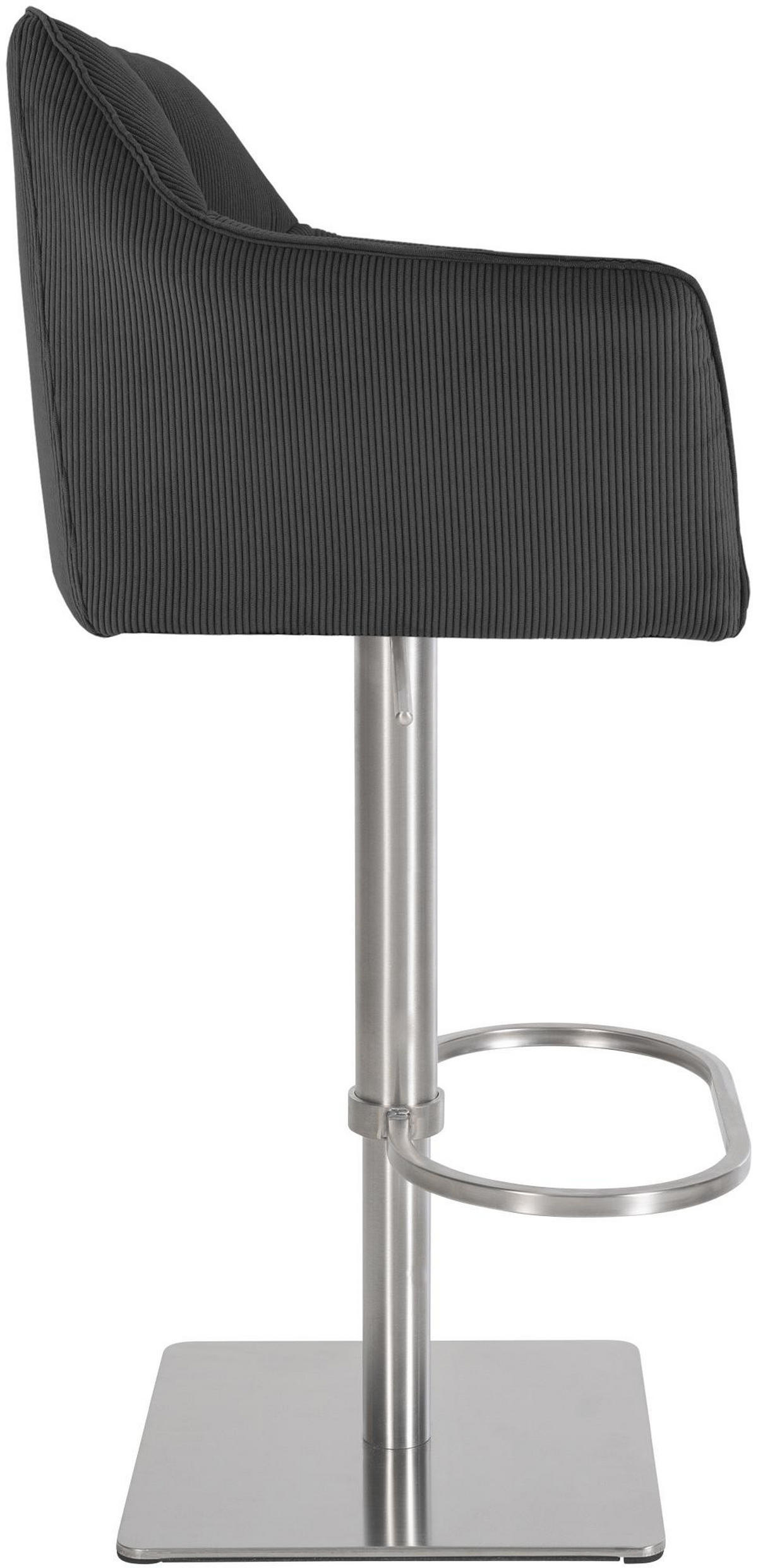BARHOCKER Sihar Cord Dunkelgrau Silber - Dunkelgrau, Textil (64/88/45cm) - DELUKE