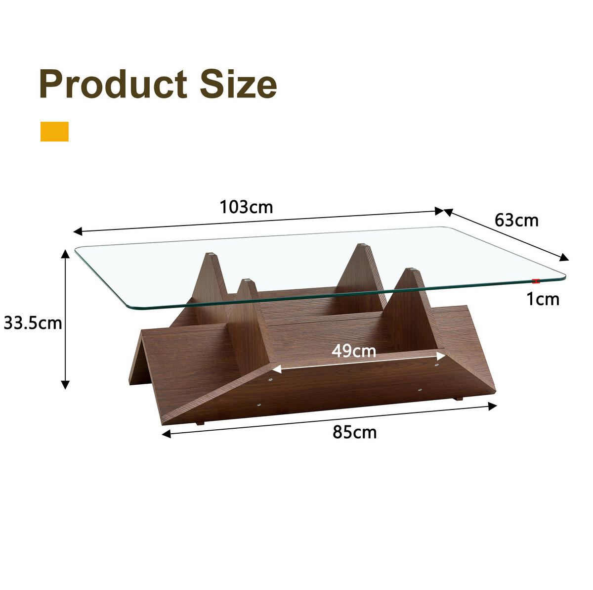 KLUB stolić orah boje od MDF-a s kaljenom staklenom plohom i više pretinaca - boje oraha, drvni materijal (103/63/33.5cm) - OKWISH
