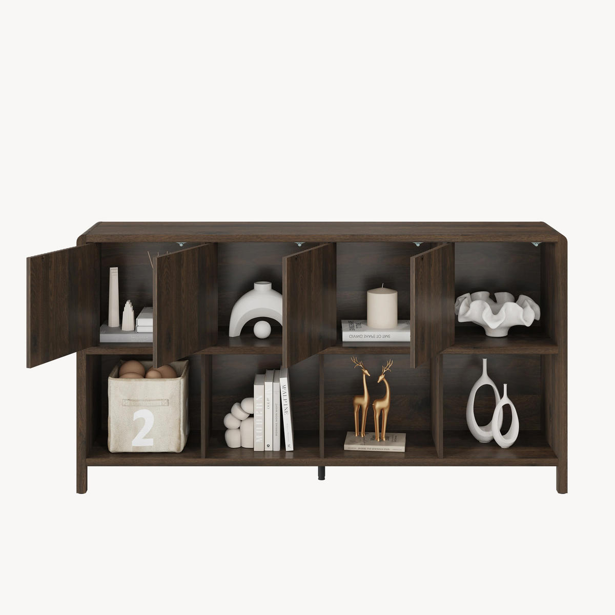 SIDEBOARD Lukkodso - Walnussfarben, Holzwerkstoff (145/76.5/30cm) - [en.casa]