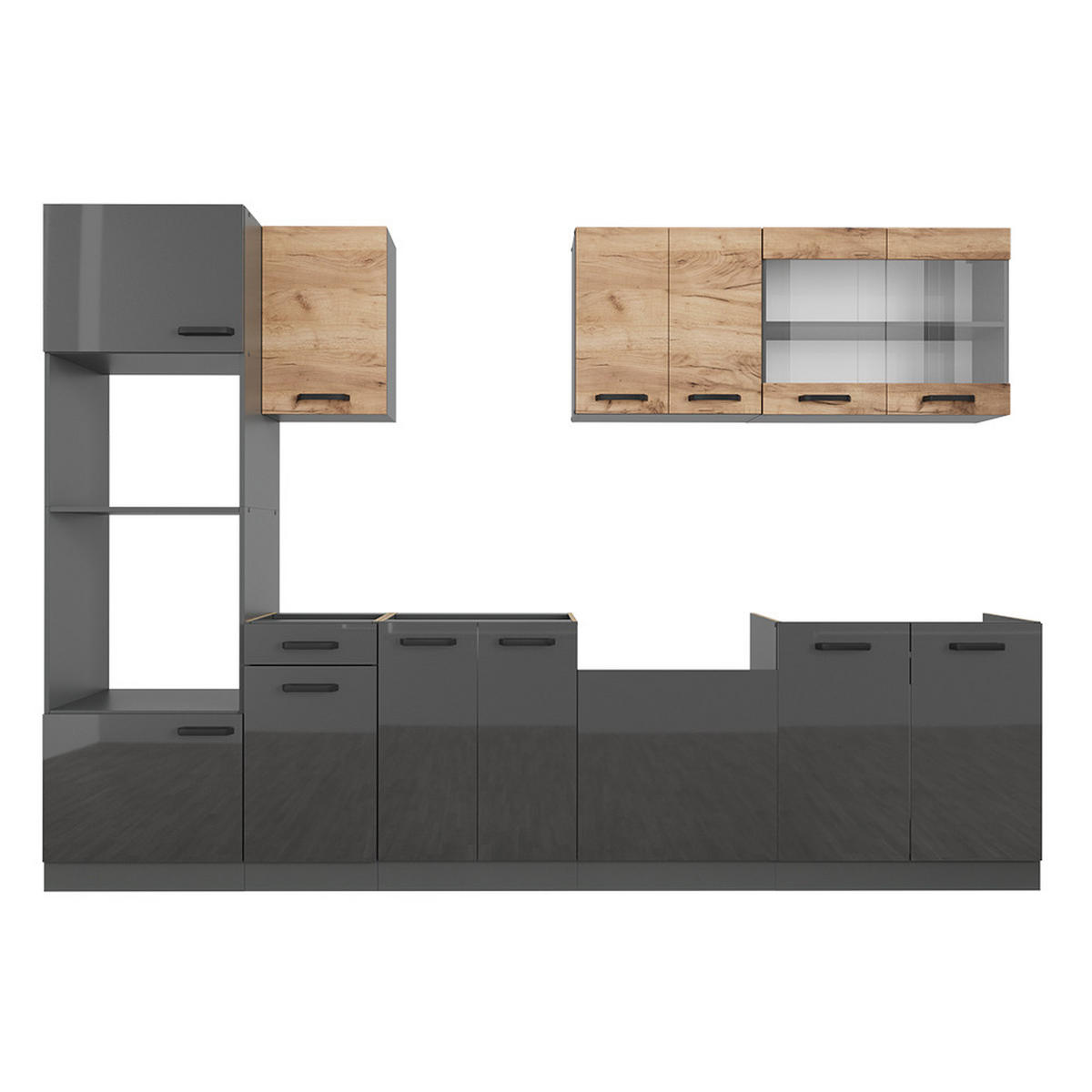 KUCHYŇSKÝ KOUT R-Line Zlatý dub power/antracit - medově dubová/antracitová, kompozitní dřevo (300/81.6/60cm) - Vicco