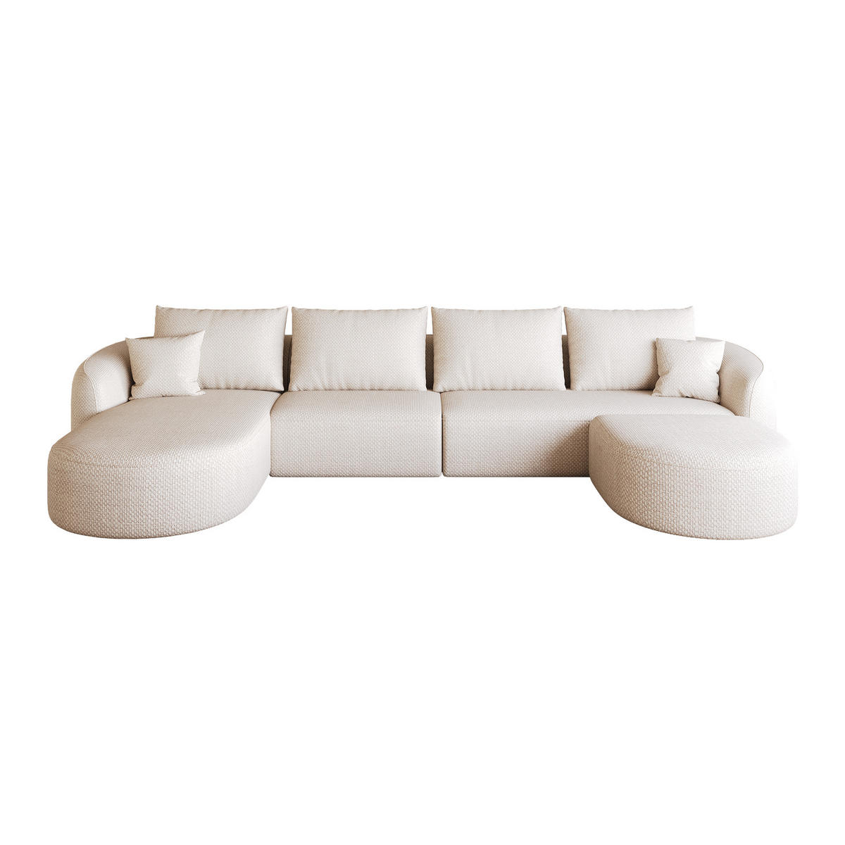WOHNLANDSCHAFT DE-34817 U-Form 3-Sitzer Chaiselongue links Weiß - Weiß, Textil (168/85/336cm) - ComfortXL