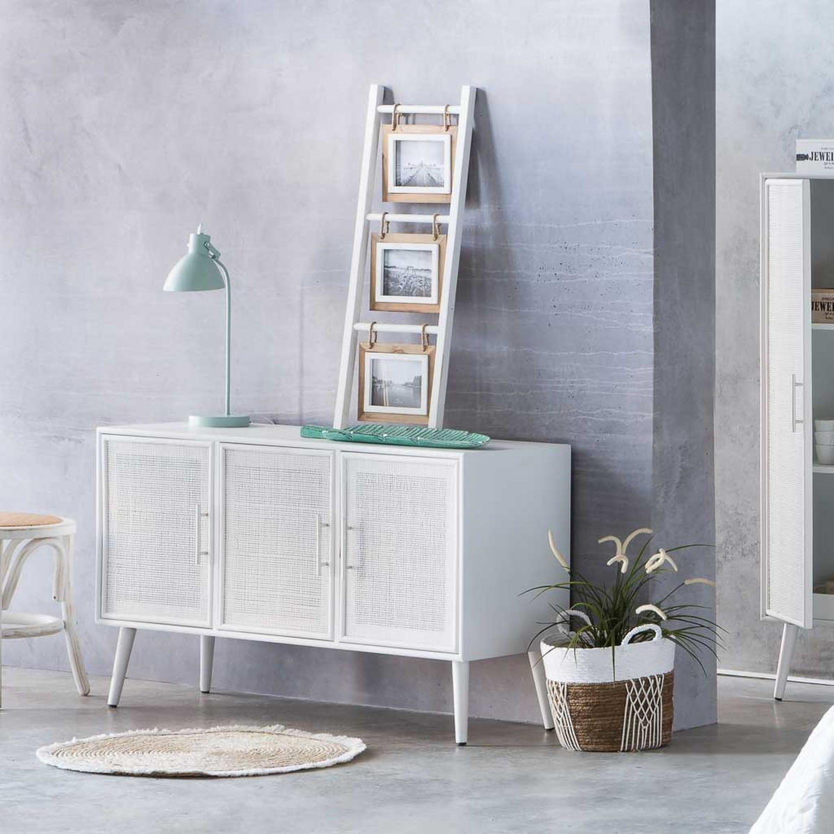 SIDEBOARD aus Holz und Gitter, Weißes, 120x42x71 - Weiß, Holz (120/71/41.5cm) - Wanderlust