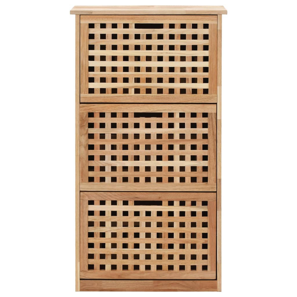 SCHUHSCHRANK mit 3 Fächern im Gitter-Design, 55/20/104 cm, aus Massivholz Walnuss, Natur - Braun/Naturfarben, Holz (20/104/55cm) - vidaXL