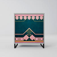 SIDEBOARD ROYAL COMPOSITION, Grau, 57,5x42x67,5 cm, Schwarze Metall-Rahmenfüße - Multicolor/Schwarz, Holzwerkstoff/Metall (57.5/67.5/42cm) - SpaceRebels