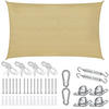 SONNENSEGEL Sunny,umfangreiches Montagematerial,Sand - Sandfarben, Kunststoff (700/500cm) - tectake
