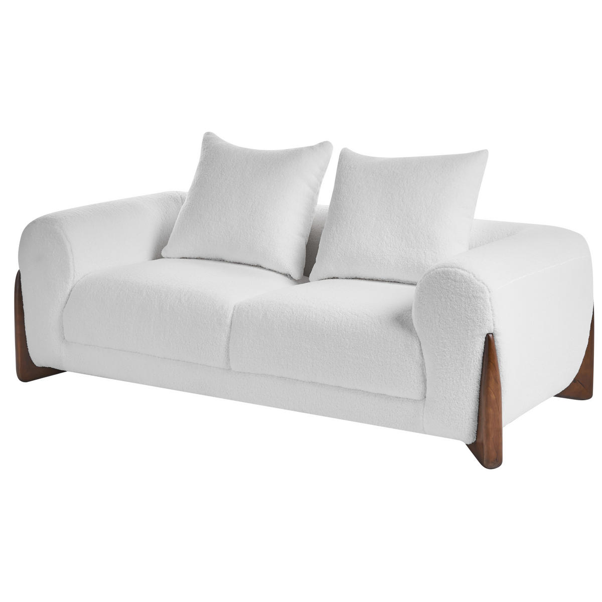 POHOVKA 2-místná Bouclé Bílá Vinliden - tmavě hnědá, textil (180/62/87cm) - Beliani