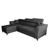 ECKSOFA L Form Ribella Antrazit 265/180/100 cm Links mit Schlaffunktion - Schwarz/Grau, Textil/Metall (180/265cm) - AX Living