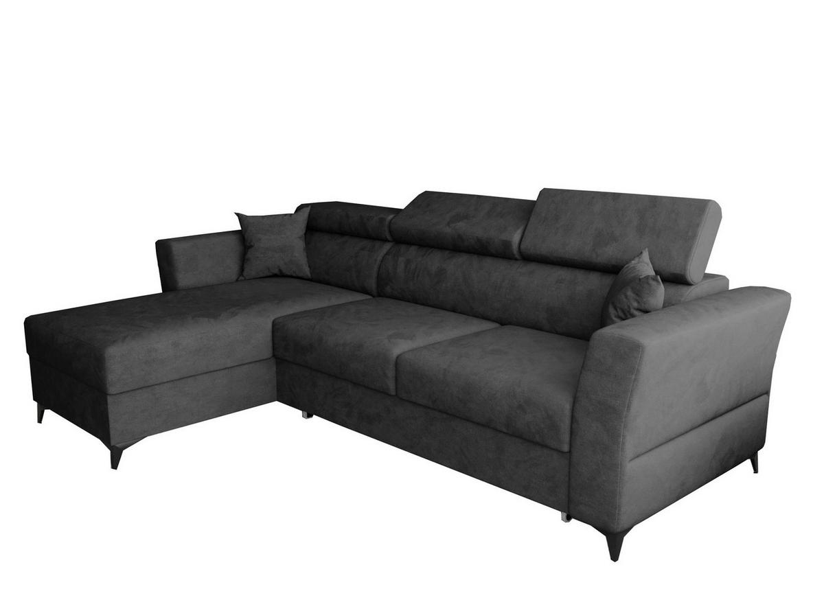 ECKSOFA L Form Ribella Antrazit 265/180/100 cm Links mit Schlaffunktion - Schwarz/Grau, Textil/Metall (180/265cm) - AX Living