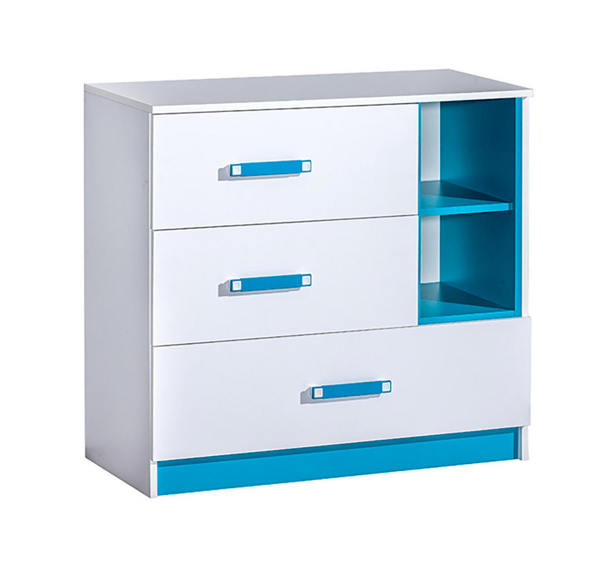 KOMMODE Trafiko weiß / türkis 90 / 40 / 83cm - Türkis/Weiß, Holz/Holzwerkstoff (90/83/40cm) - Feldmann-Wohnen