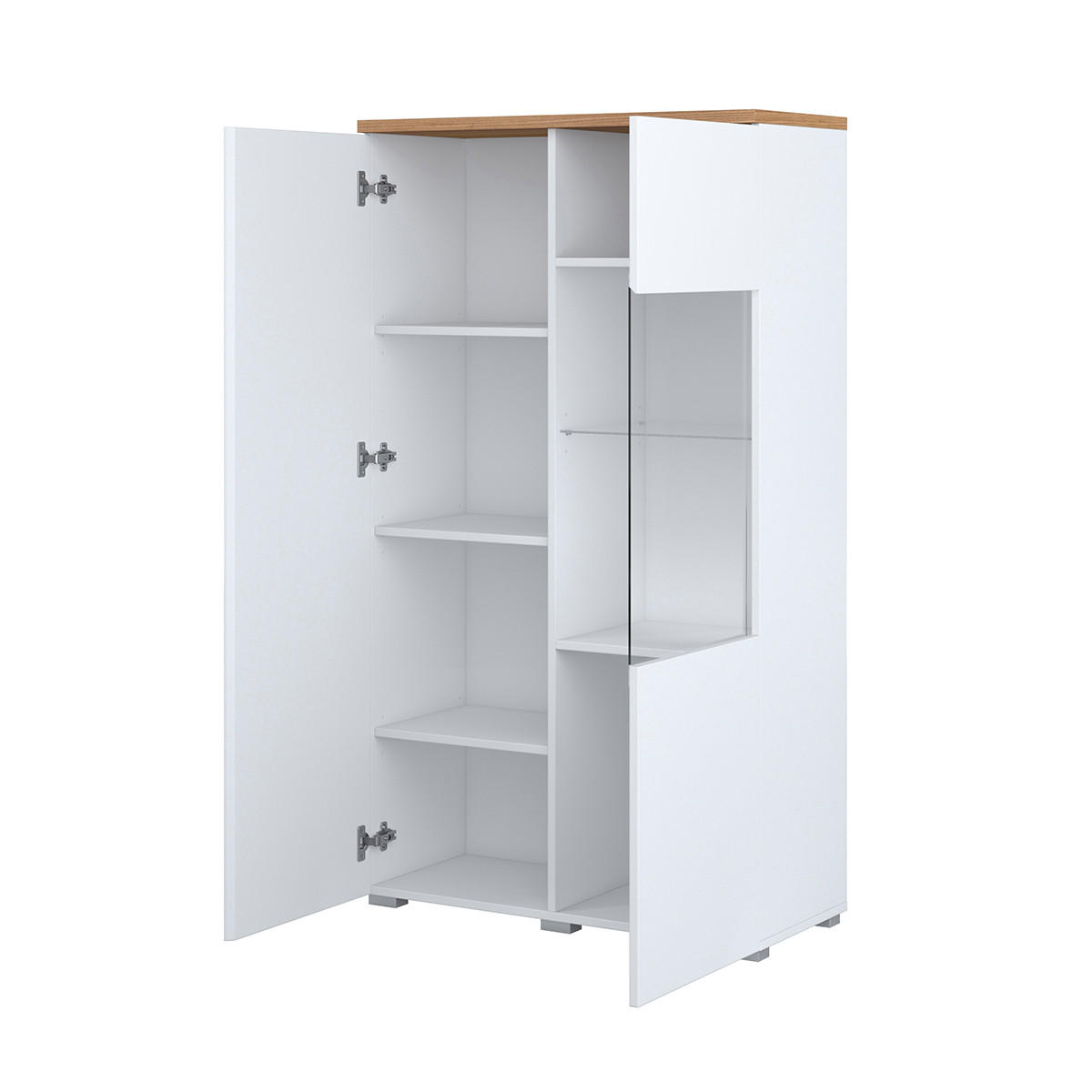 VITRÍNA Liko Bílá a dřevo - bílá, kompozitní dřevo (80/140/34.5cm) - Petits-meubles