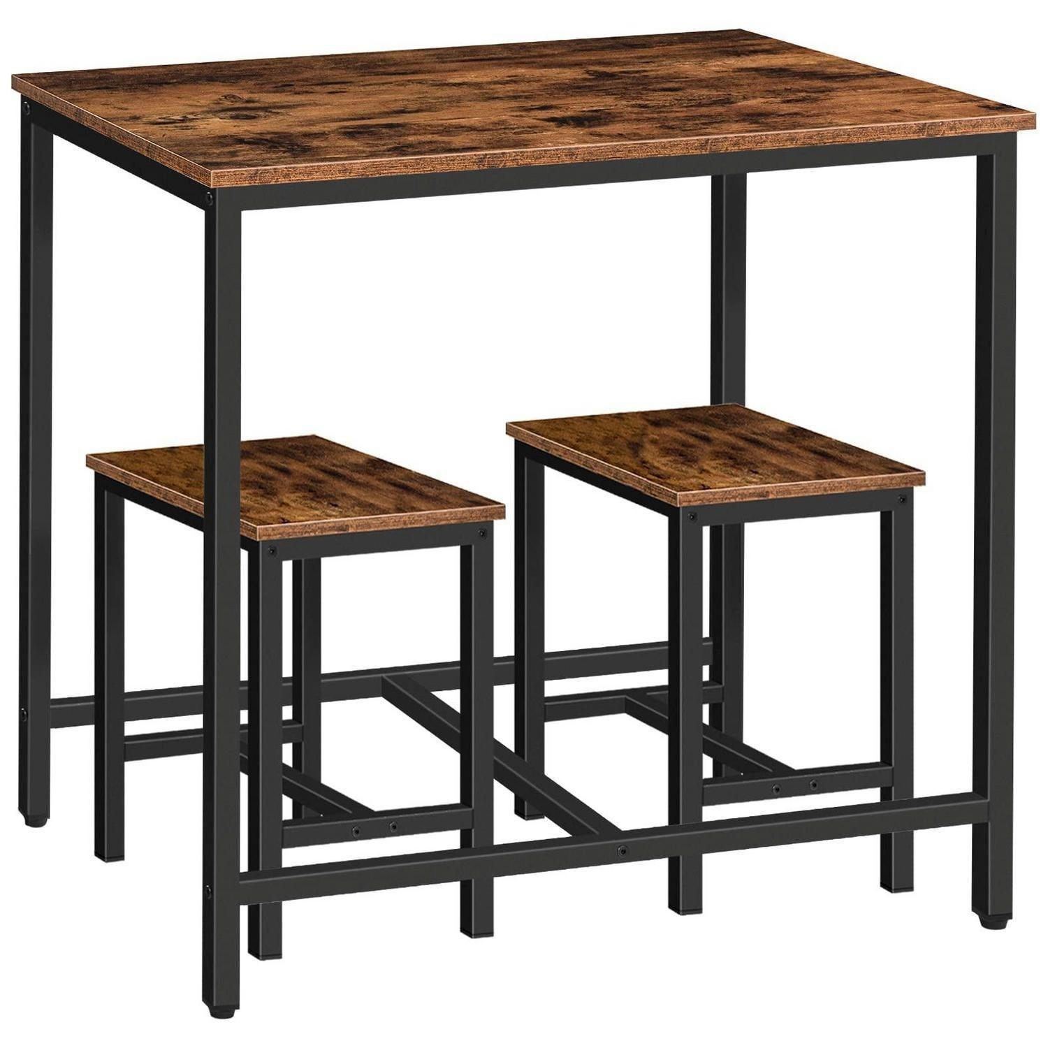 BARTISCH-SET mit 2 Hockern Vintagebraun 80 x 60 cm - Braun, Holzwerkstoff (60/75/80cm)