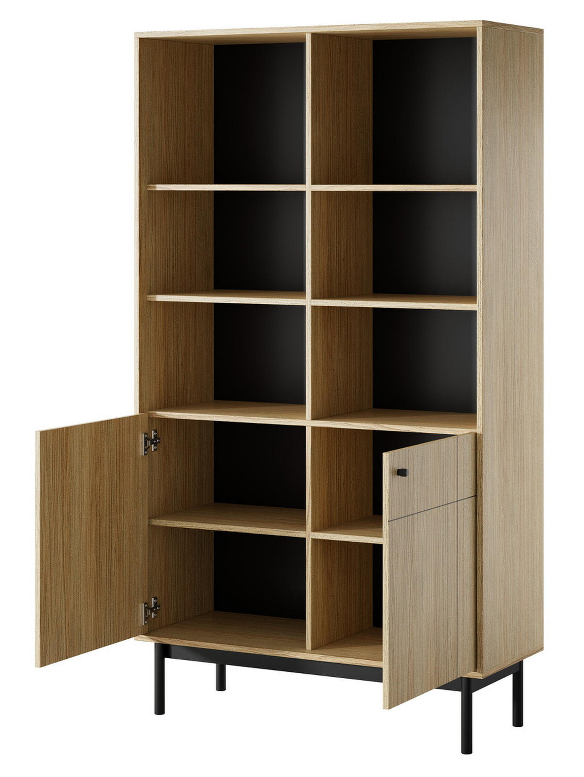 REGAL 100 cm Lunaris mit 2 Türen, Eiche Linea - Eichefarben, Holz (103/185/39cm) - Emporius