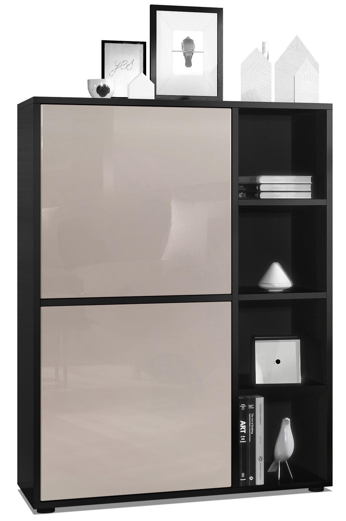 HIGHBOARD Cuba Türen in Sandgrau Hochglanz - Sandfarben, Holzwerkstoff (79/105.5/35.5cm) - Vladon