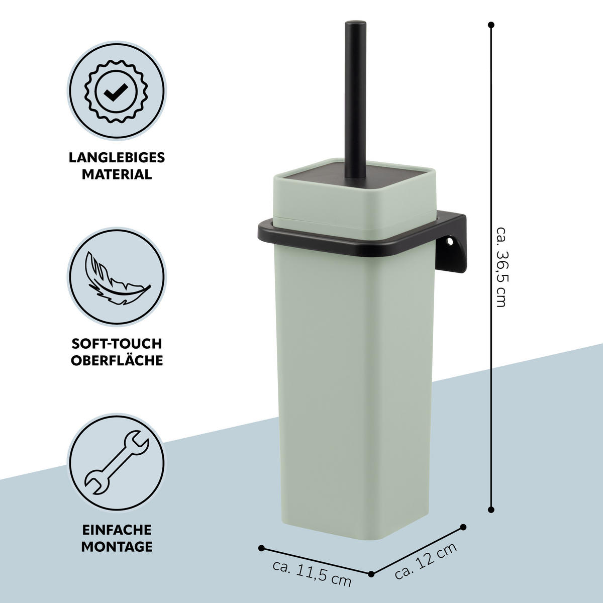 WC-GARNITUR SAVONA, salbei, Kunststoff - Salbeigrün, Kunststoff (12/36.5/13cm) - bremermann