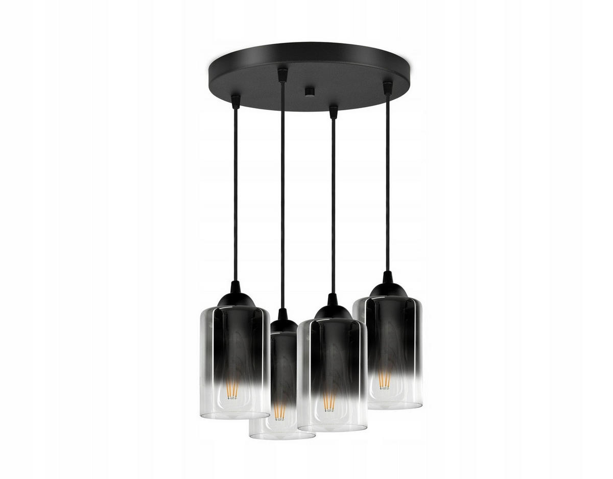 PENDELLEUCHTE GRAF - Transparent/Anthrazit, Glas/Metall (35/35/80cm) - kiki design