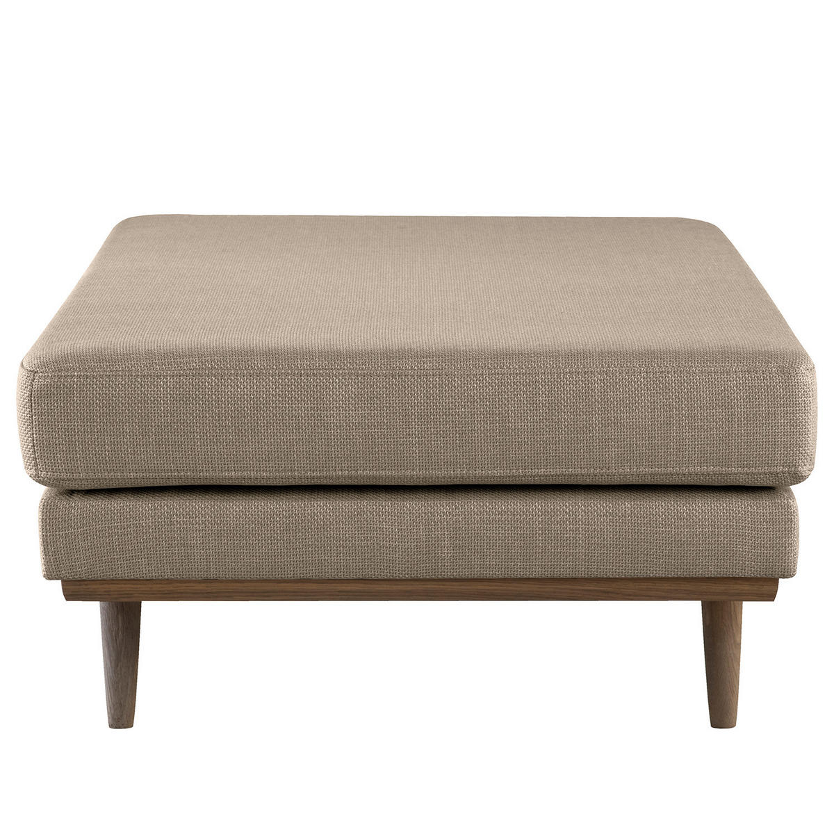 POLSTERHOCKER - Taupe/Eichefarben, Eichenholz/Textil (85/43/60cm) - home24