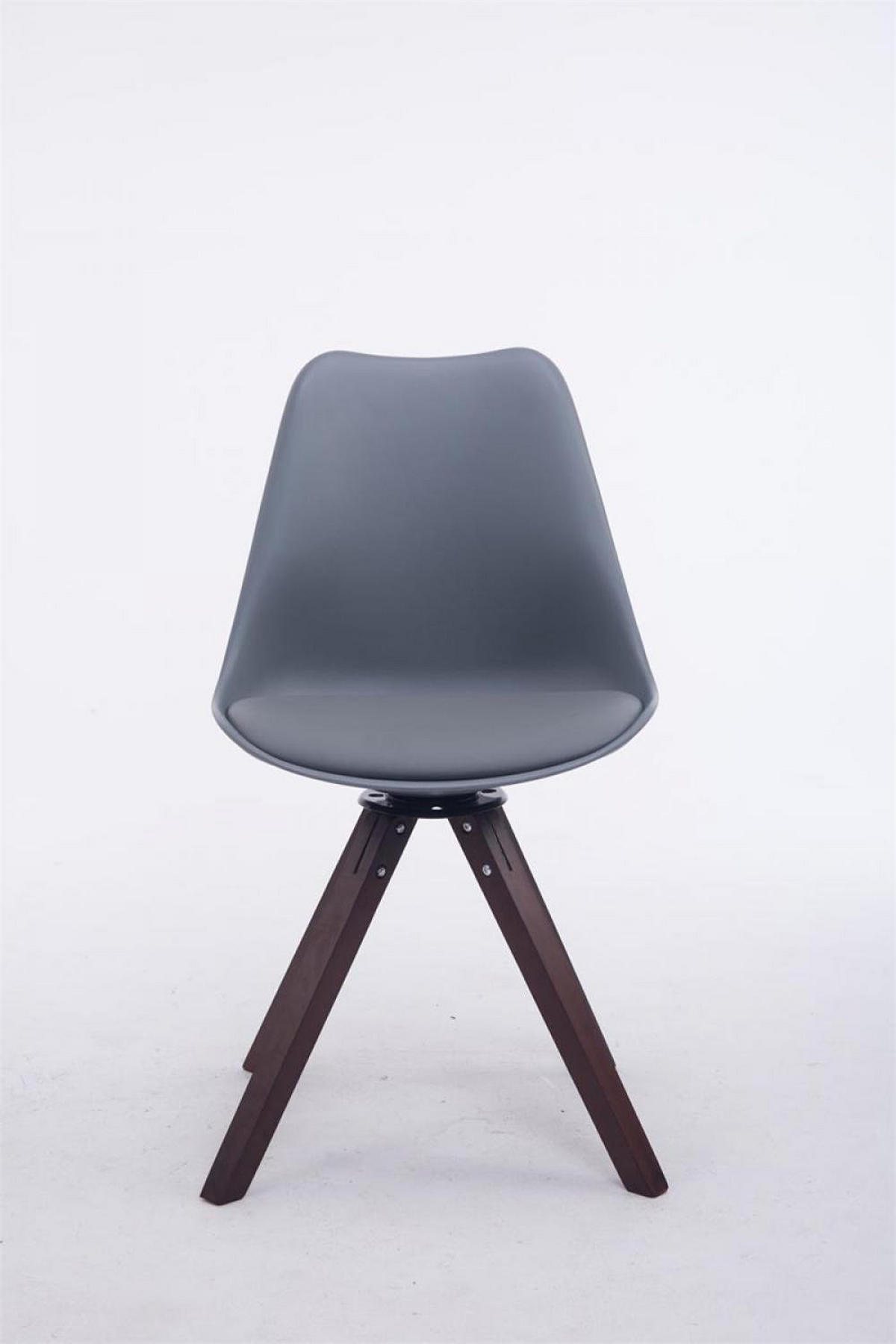 DREHSTUHL Lederlook grau - Walnussfarben/Grau, Holz/Textil (48/84/56cm) - CLP