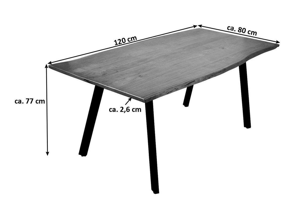 ESSTISCH LAXMI - Beige/Schwarz, Holz/Metall (80/120/77cm) - SAM