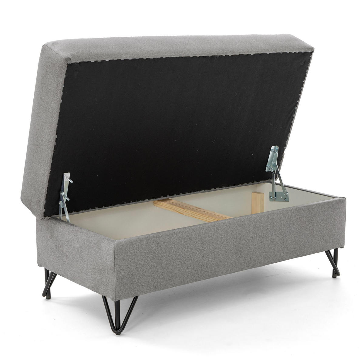 POUF JUNIOR 105x55 cm Velours Grau - Schwarz/Grau, Holz/Textil (105/43/55cm) - Muffo