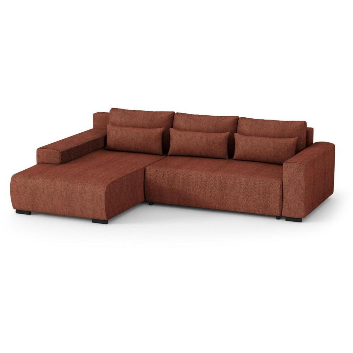 ECKSCHLAFSOFA Benny dunkelrot links - Schwarz/Dunkelrot, Kunststoff/Textil (271/185cm) - Beautysofa