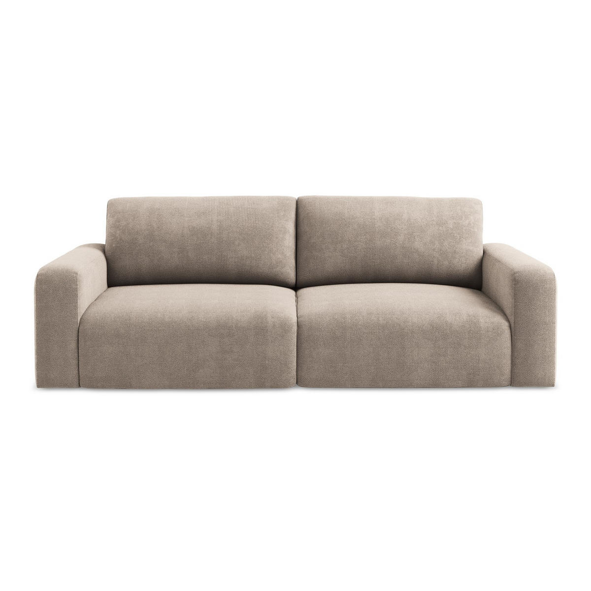 3-SITZER SOFA mit Schlaffunktion Chenille Stoff Beige - Beige/Schwarz, Kunststoff/Textil (244/79/102cm) - LaMiaSofa