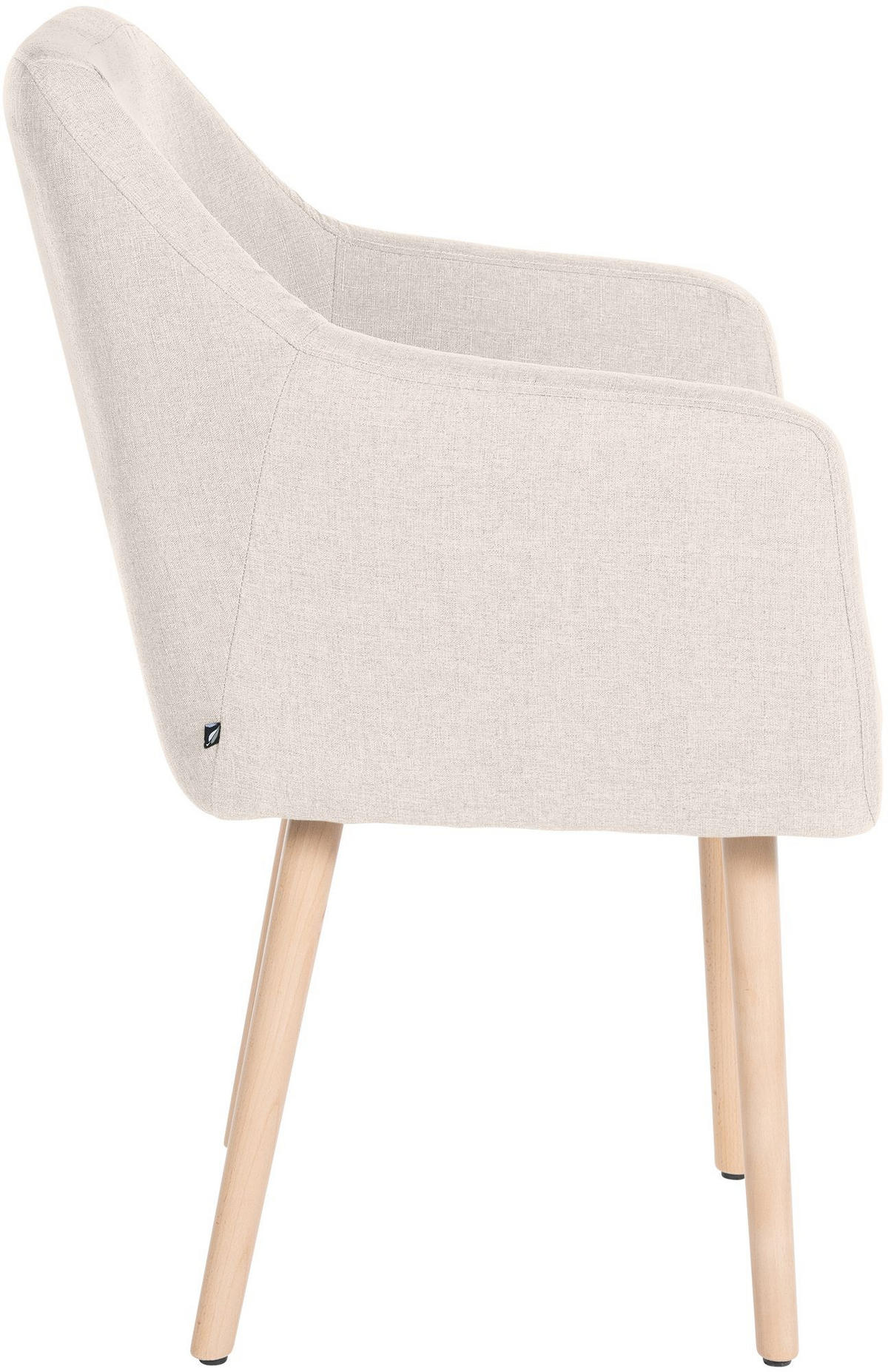 ARMLEHNENSTUHL Stoff creme - Eukalyptusholzfarben/Creme, Holz/Textil (61/88/57.5cm) - CLP