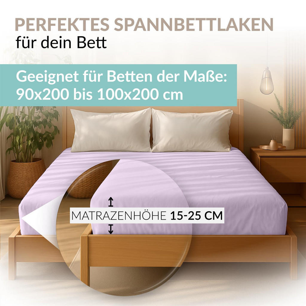 Thumbnail - Carpe Sonno Jersey-Spannbetttuch, Flieder, Textil, Uni, Füllung: Baumwollfüllung, Rechteckig, 100x200 cm, Oeko-Tex® Stan...