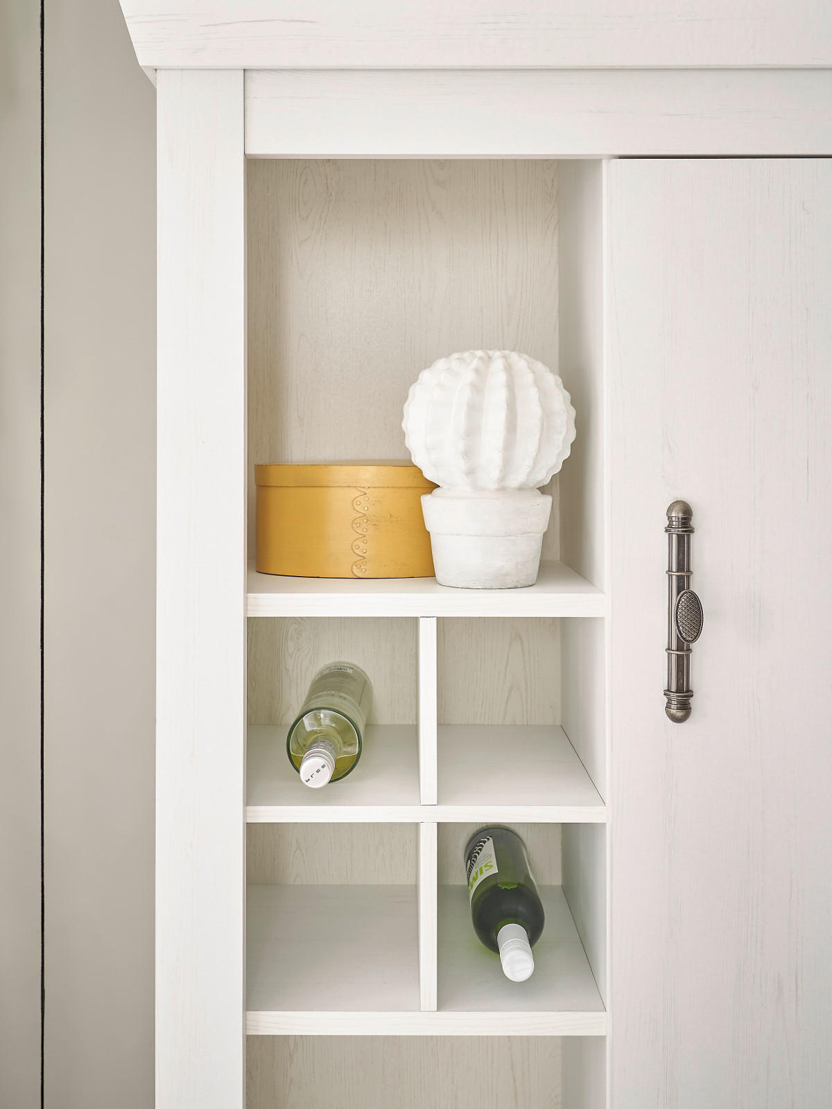 WOHNWAND weiß Pinie Landhaus, Set 4-teilig mit Soft-Close und Beleuchtung - Weiß, Holzwerkstoff/Kunststoff (334/201/45cm) - Furn.Design