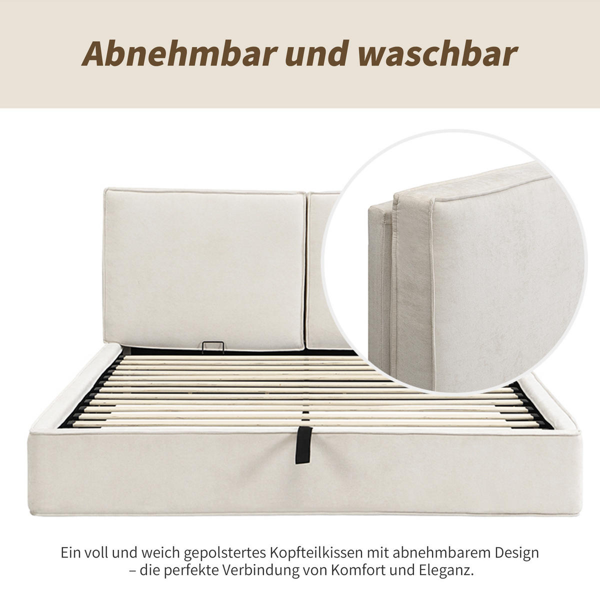 POLSTERBETT Beige Chenille 160x200 Hydraulik Stauraum - Beige, Textil (160/200cm) - FLIEKS