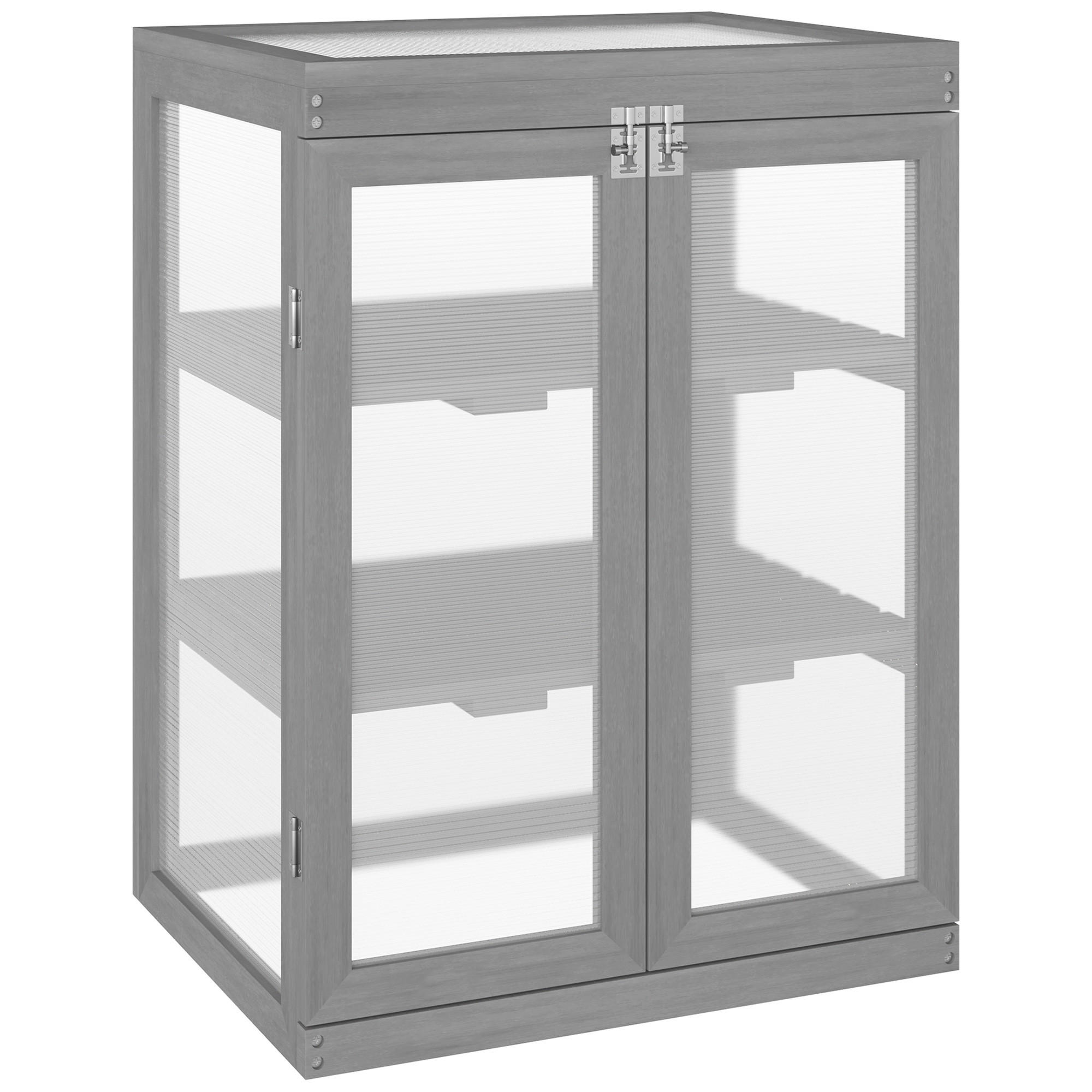 GEWÄCHSHAUS, wetterfest, Belastbar bis 15 kg, Dunkelgrau - Dunkelgrau, Kunststoff (44/78/58cm) - Outsunny
