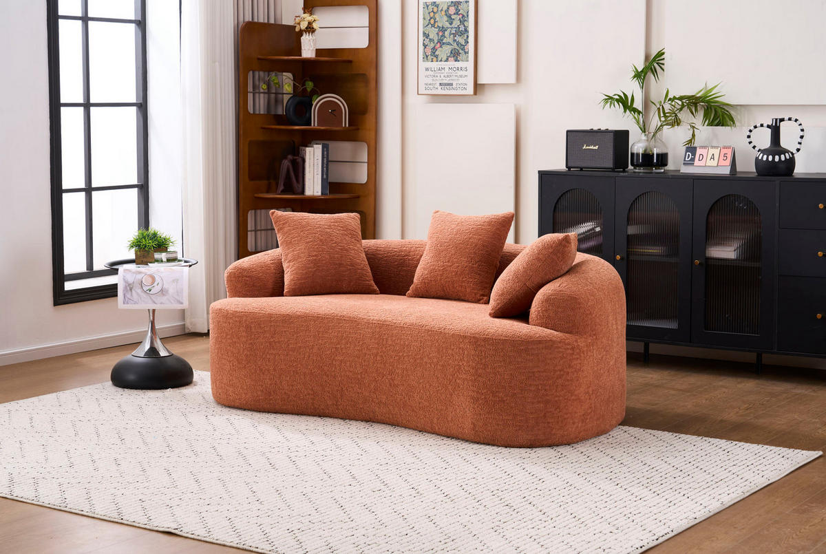 SOFA 2-Sitzer extra tiefe Sitzfläche Chenille Coral - Braun, Kunststoff (153/63/94cm) - Meubliv