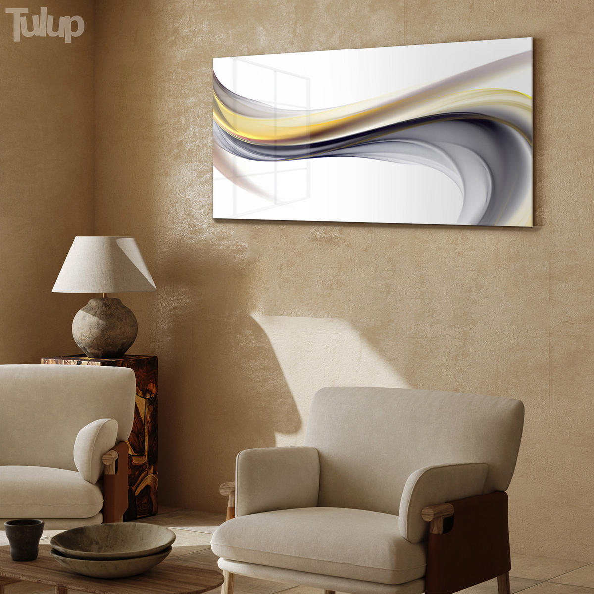 GLASBILD 120x60 cm Moderne Kunst - Gelb, Glas (120/60cm) - TULUP
