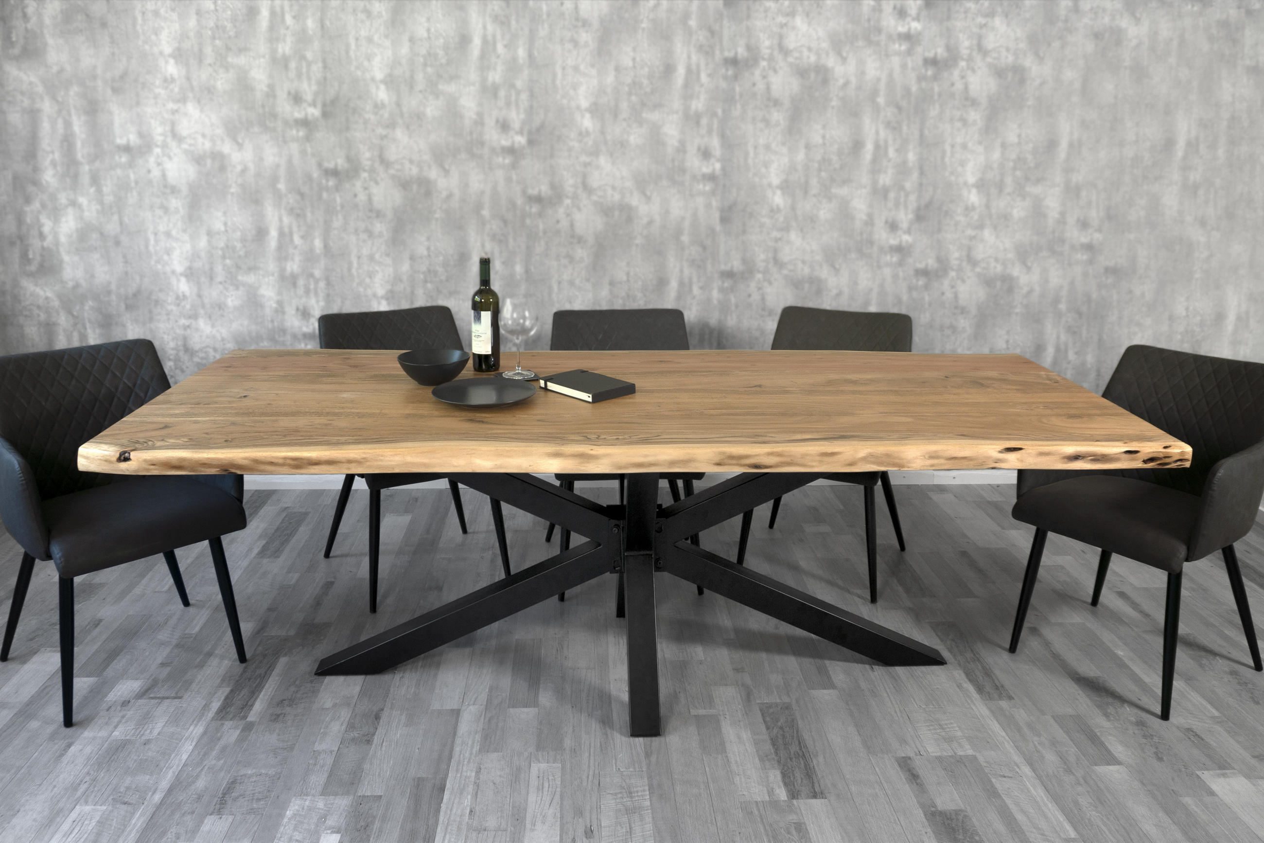 ESSTISCH CALI - Beige/Schwarz, Holz/Metall (100/240/77cm) - SAM