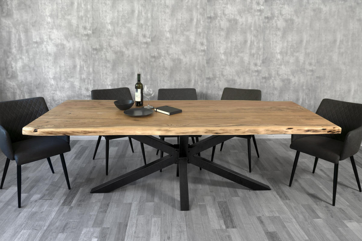 ESSTISCH CALI - Beige/Schwarz, Holz/Metall (100/240/77cm) - SAM