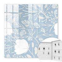 SCHLÜSSELBOX Weiß 30x30 cm – Türöffnung nach rechts - Pflanzenmotive - Blau, Metall (30/30/5cm) - TULUP