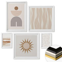 WANDBILDER 5er-Set - 50x50 cm & 20x30 cm & 40x60 cm Weißer Rahmen - Abstrakte Landschafts- und Naturgeometrie - Weiß, Kunststoff (40/60cm) - ArtPrintCave