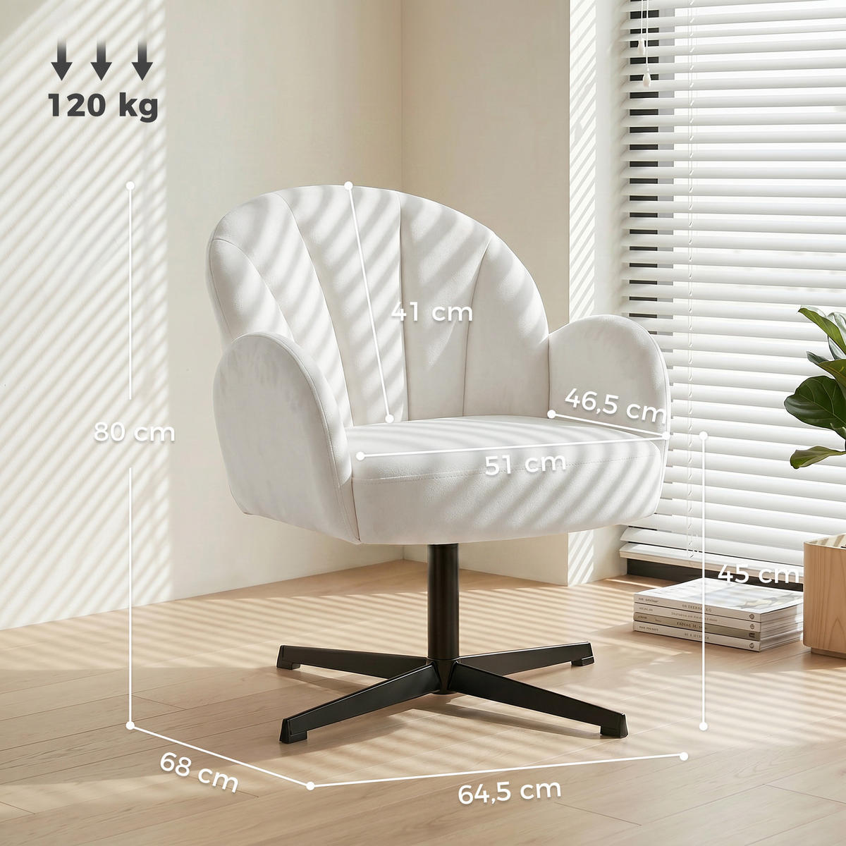 DREHSTUHL Creme 1 Stück - Creme, Naturmaterialien (64.5/80/68cm) - GiPP