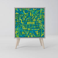 SIDEBOARD NOSTALGIC MEMORIES, Grau, 57,5x42x77,5 cm, Schräge Buchenholzfüße - Buchefarben/Multicolor, Holzwerkstoff/Buchenholz (57.5/77.5/42cm) - SpaceRebels