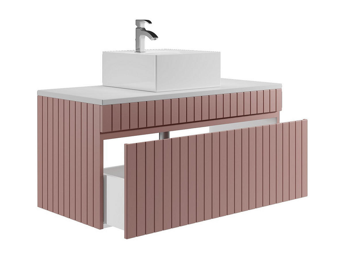 EINZELWASCHTISCH - 100 cmcm x 46 cmcm - Holz, Platte - Puderrosa - SATARA - Hellrosa, Holz (100/46/46cm) - Vente-Unique