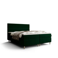 BOXBETT FLO mit Matratze H3, Bonell und Topper 180x200 Itaka 10 - Dunkelgrün, Holz/Textil (180/200cm) - Bedante