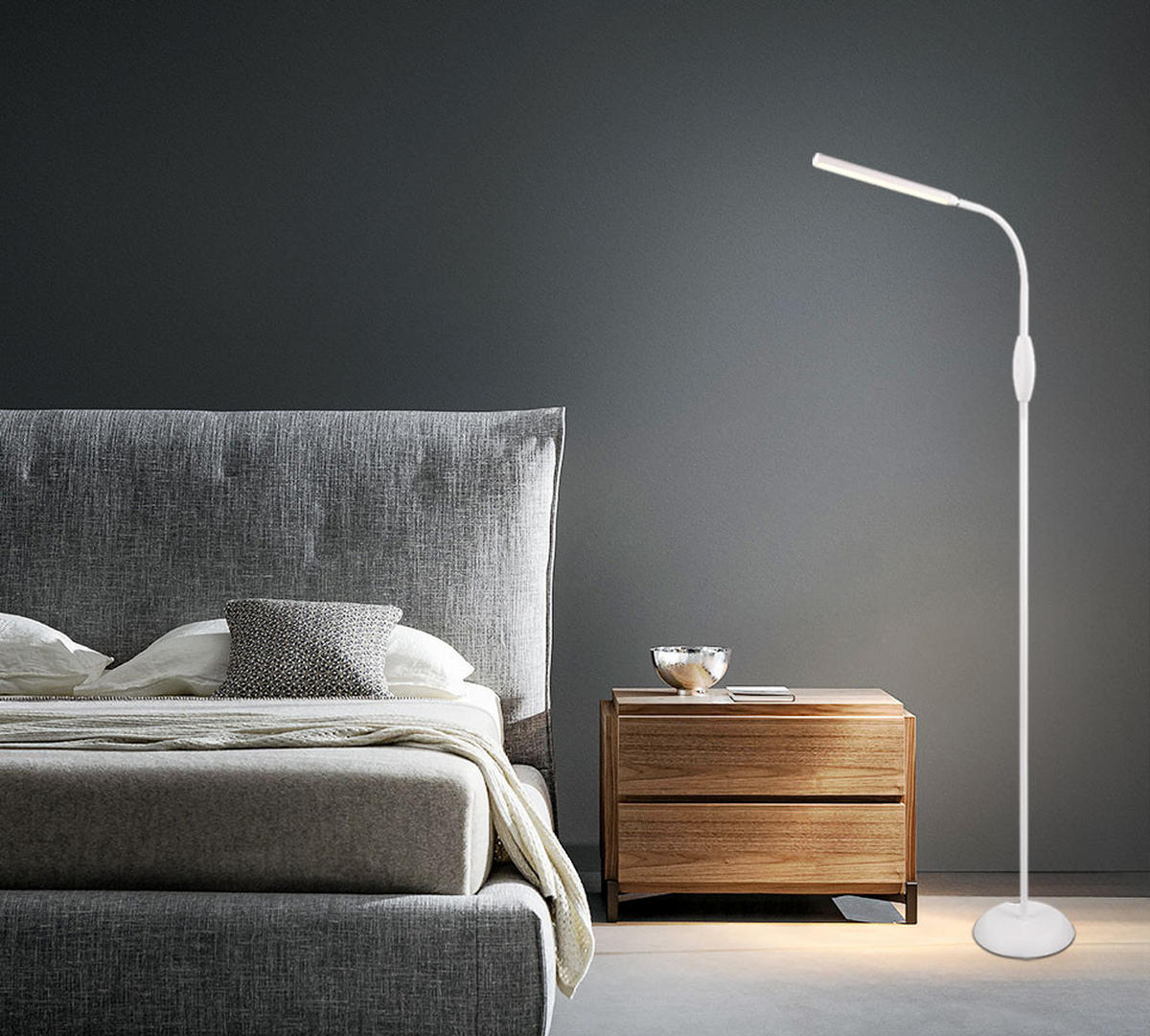 LED STEHLEUCHTE TORO Weiß - Weiß, Kunststoff (45/21/145cm)