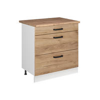 KUCHYNSKÁ SPODNÁ SKRINKA R-Line, Dub Goldkraft/biely, 80 cm s 3 zásuvkami Goldkraft tammi työtaso - biela/farba duba, kompozitné drevo (80/81.6/60cm) - Vicco