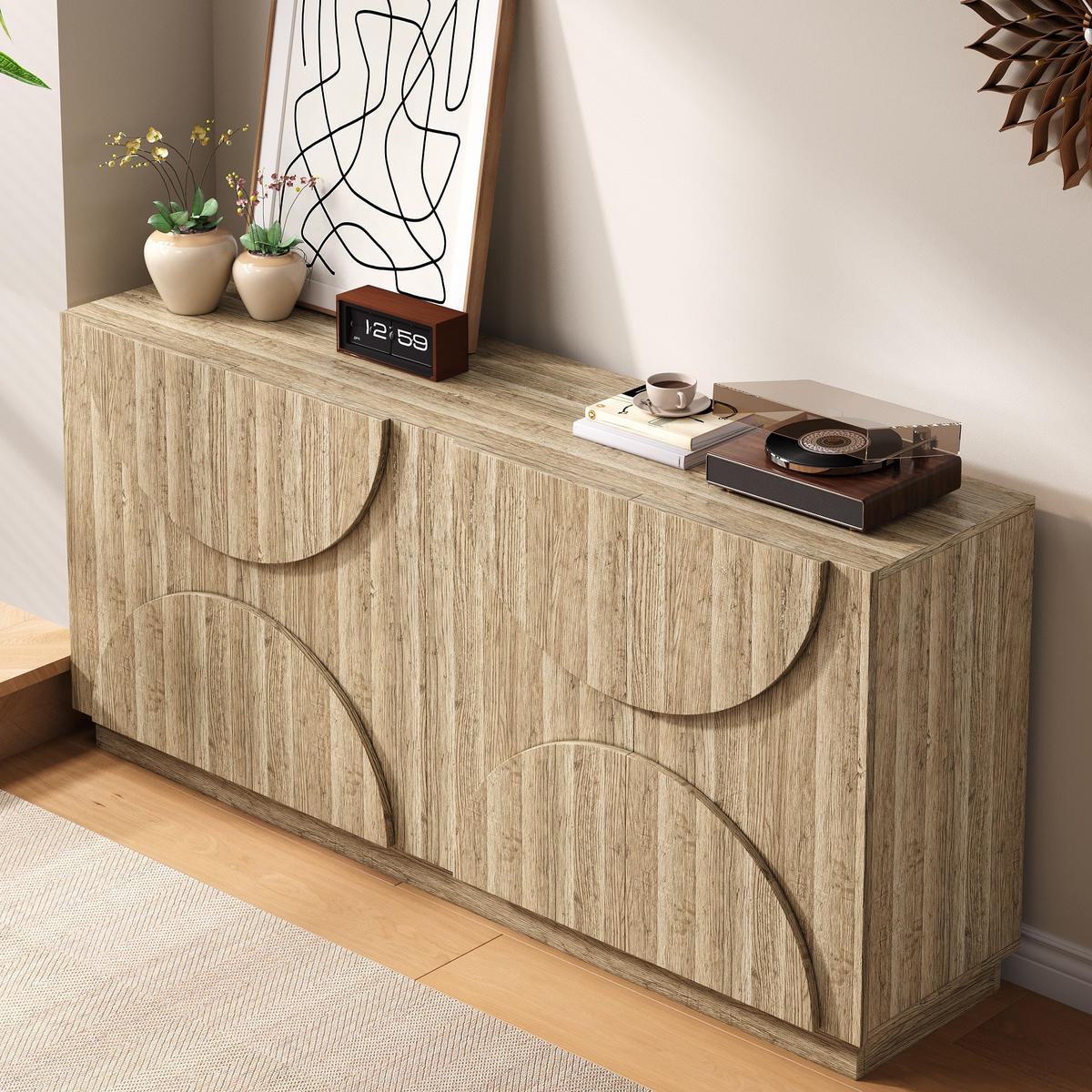 SIDEBOARD Holzoptik Regale Stauraum modern - Naturfarben, Holzwerkstoff (40/80/160cm) - FLIEKS