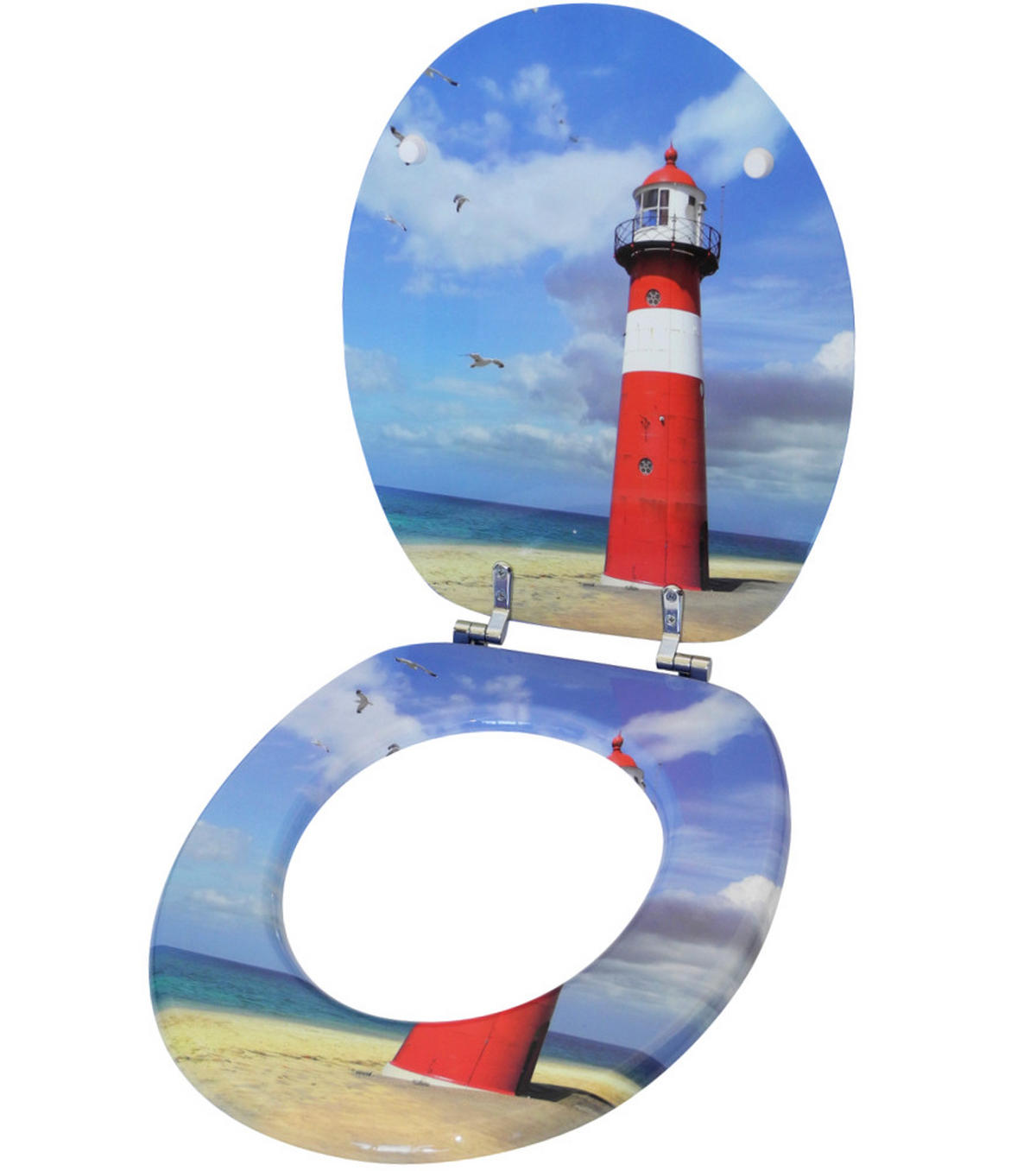 WC-SITZ Leuchtturm - Rot, Holzwerkstoff (38/6/47cm) - Sanilo