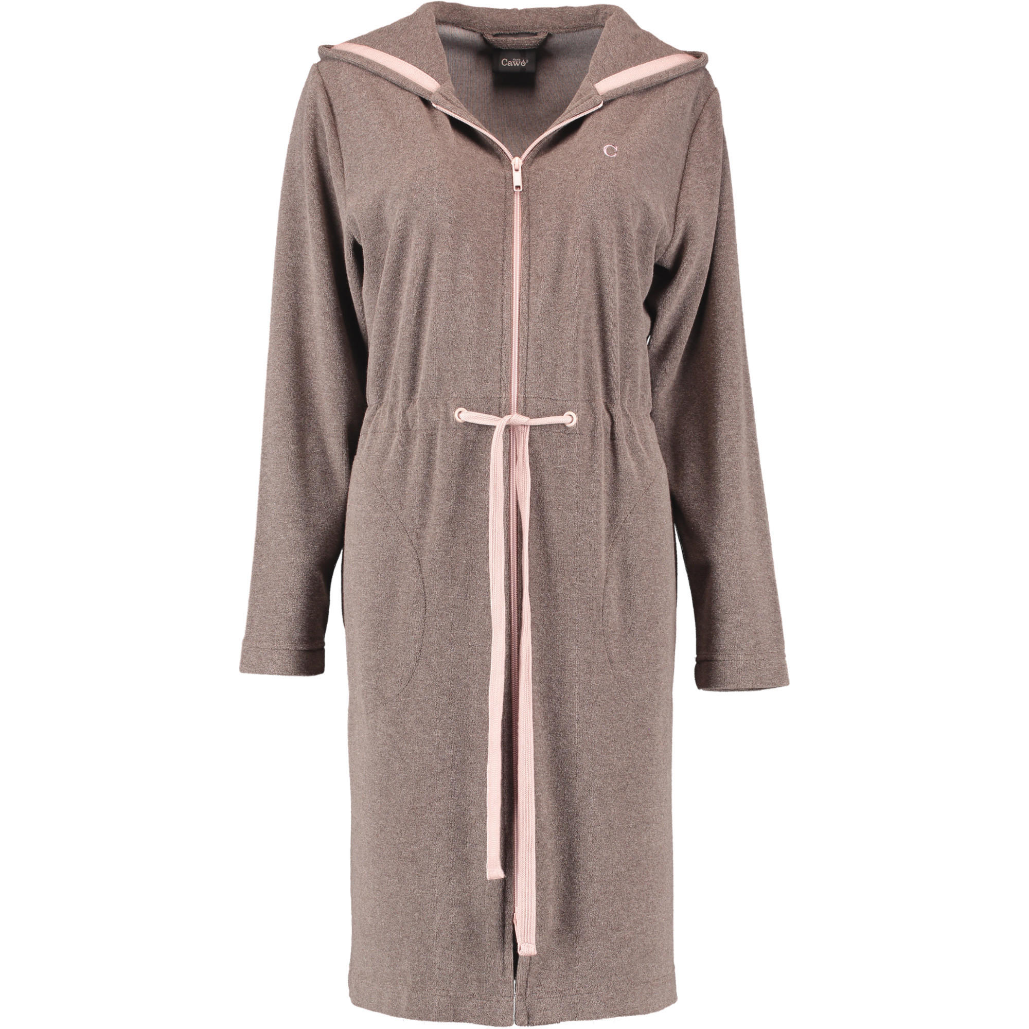 BADEMANTEL DAMEN KURZMANTEL MIT KAPUZE ACTIVE 821 MOCCA-ROSÉ - 32 - Braun, Textil (XSnull) - Cawoe