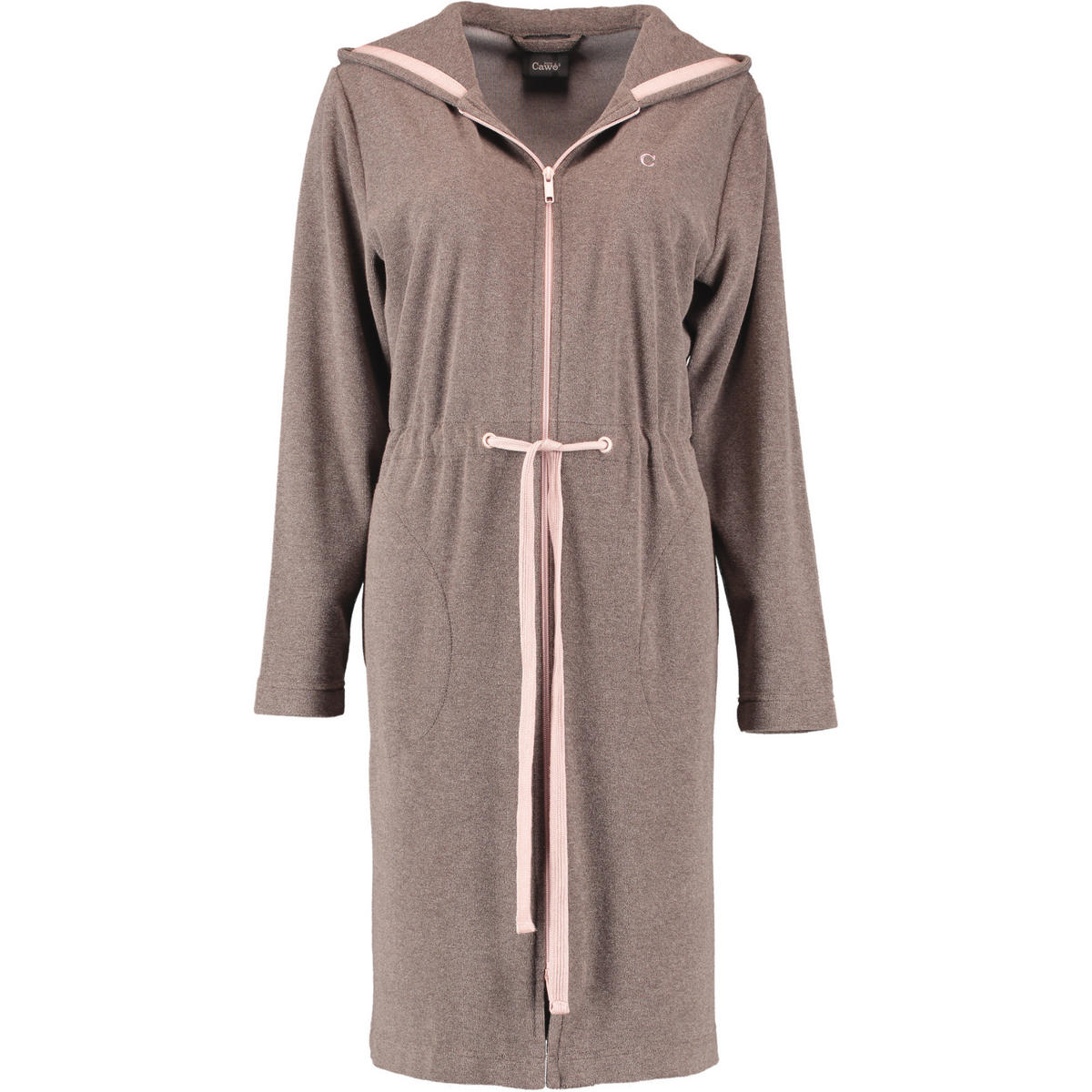 BADEMANTEL DAMEN KURZMANTEL MIT KAPUZE ACTIVE 821 MOCCA-ROSÉ - 32 - Braun, Textil (XLnull) - Cawoe