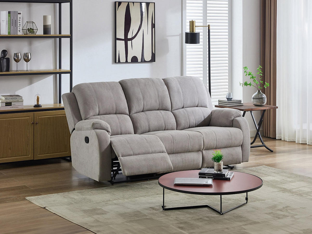 RELAXSOFA - 3 Personen - stoff - hellgrau Brody - Hellgrau, Textil (202/99/98cm) - Vente-Unique