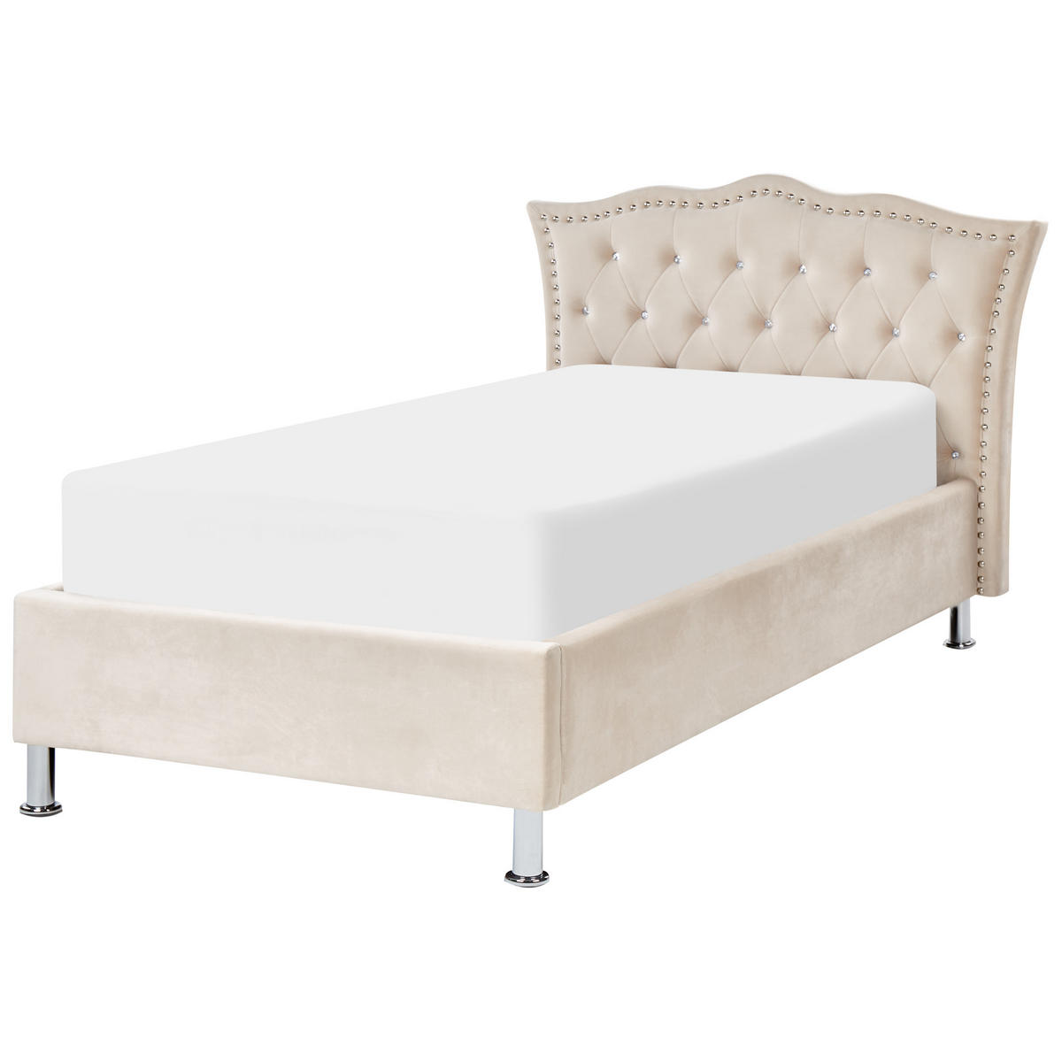 BETT 90/200cm Beige Metz - Beige, Textil (90/200cm) - Beliani