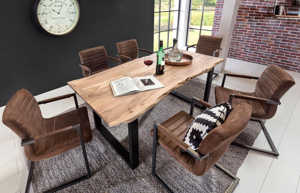 ESSTISCH MAX - Beige/Schwarz, Holz/Metall (100/280/77cm) - SAM