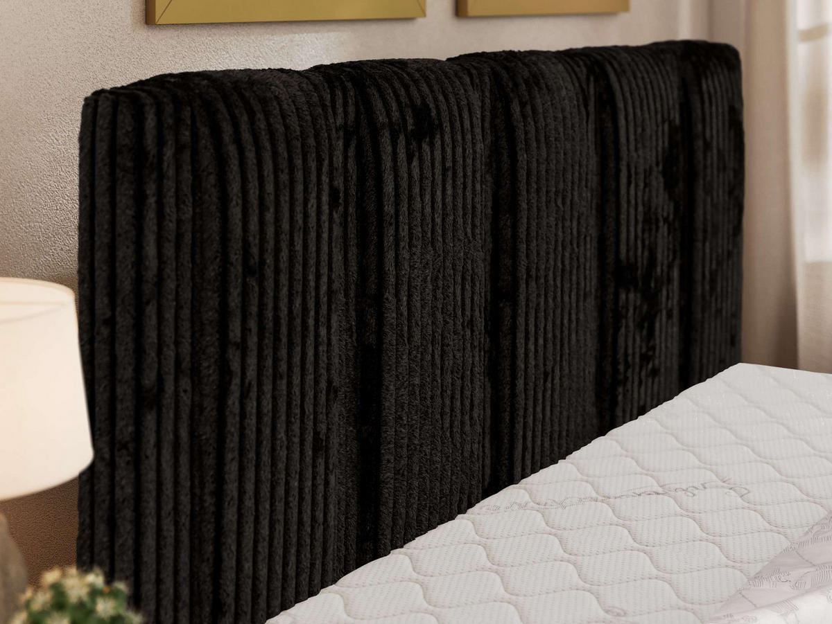 ČALOUNĚNÁ POSTEL SAVINO CLASSIC 180/200 - Černá Manšestr - s pěnovou matrací - černá, textil/plast (180/200cm) - MKS